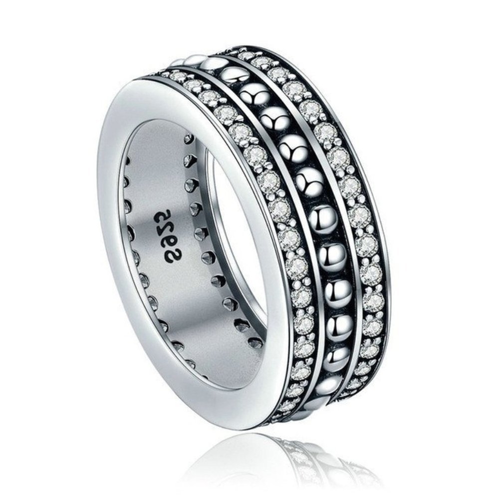 💞 925 Silver Plated Classic White CZ Wedding Couple Ring, FB16FA1089 - Picture 2 of 6